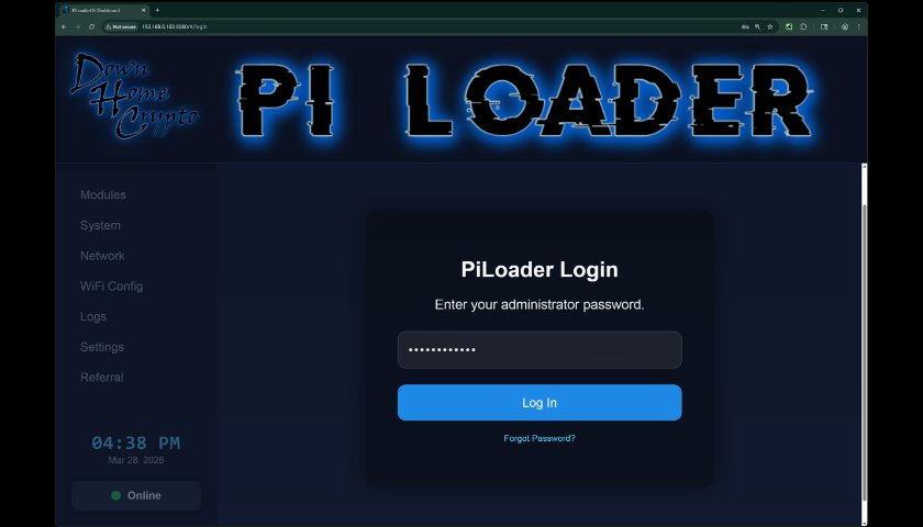 PiLoader OS dashboard login screen
