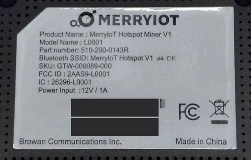 MerryIoT Hotspot Miner V1 label