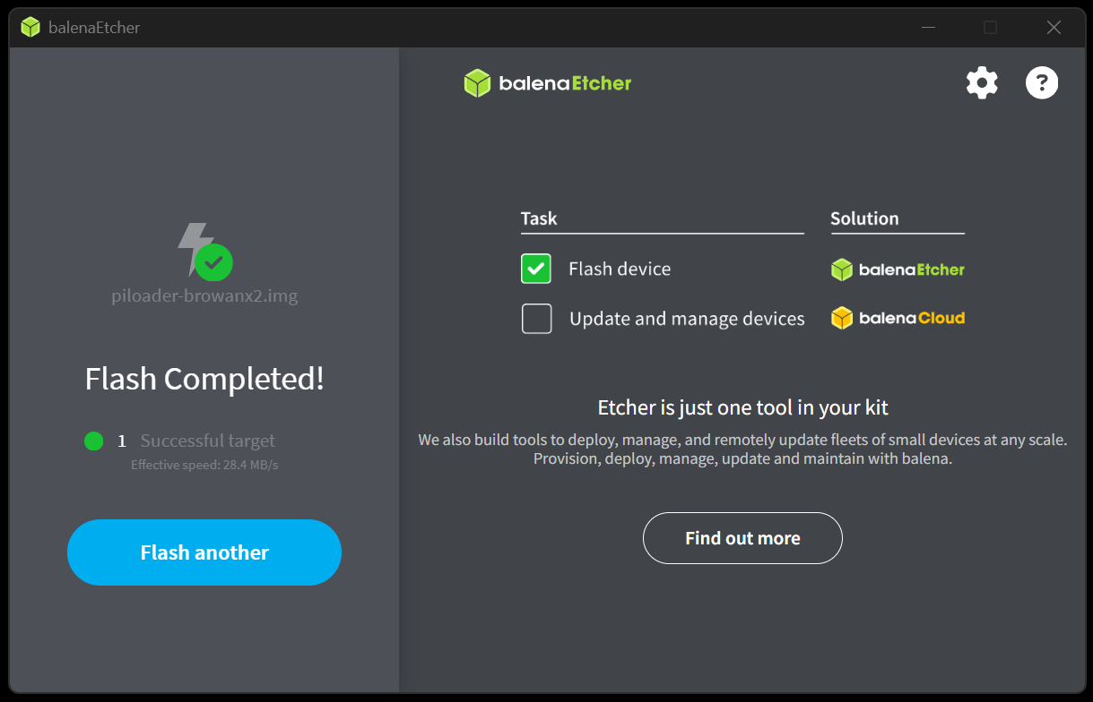 Flash complete screen