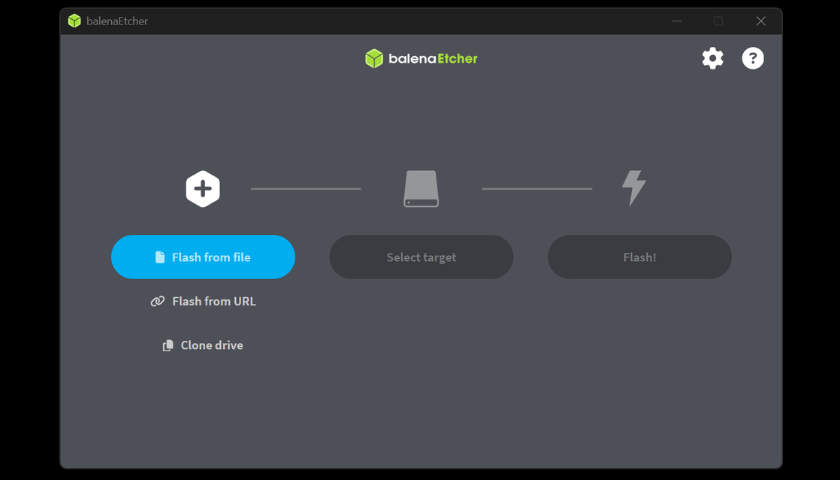 Balena Etcher open screen