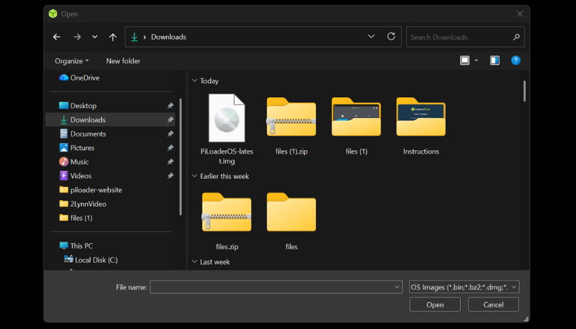 Flash from file dialog