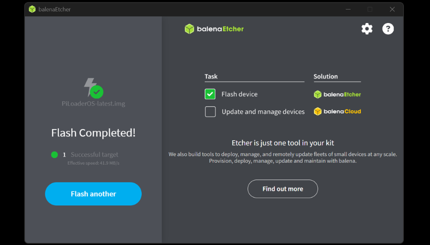 Flash complete screen